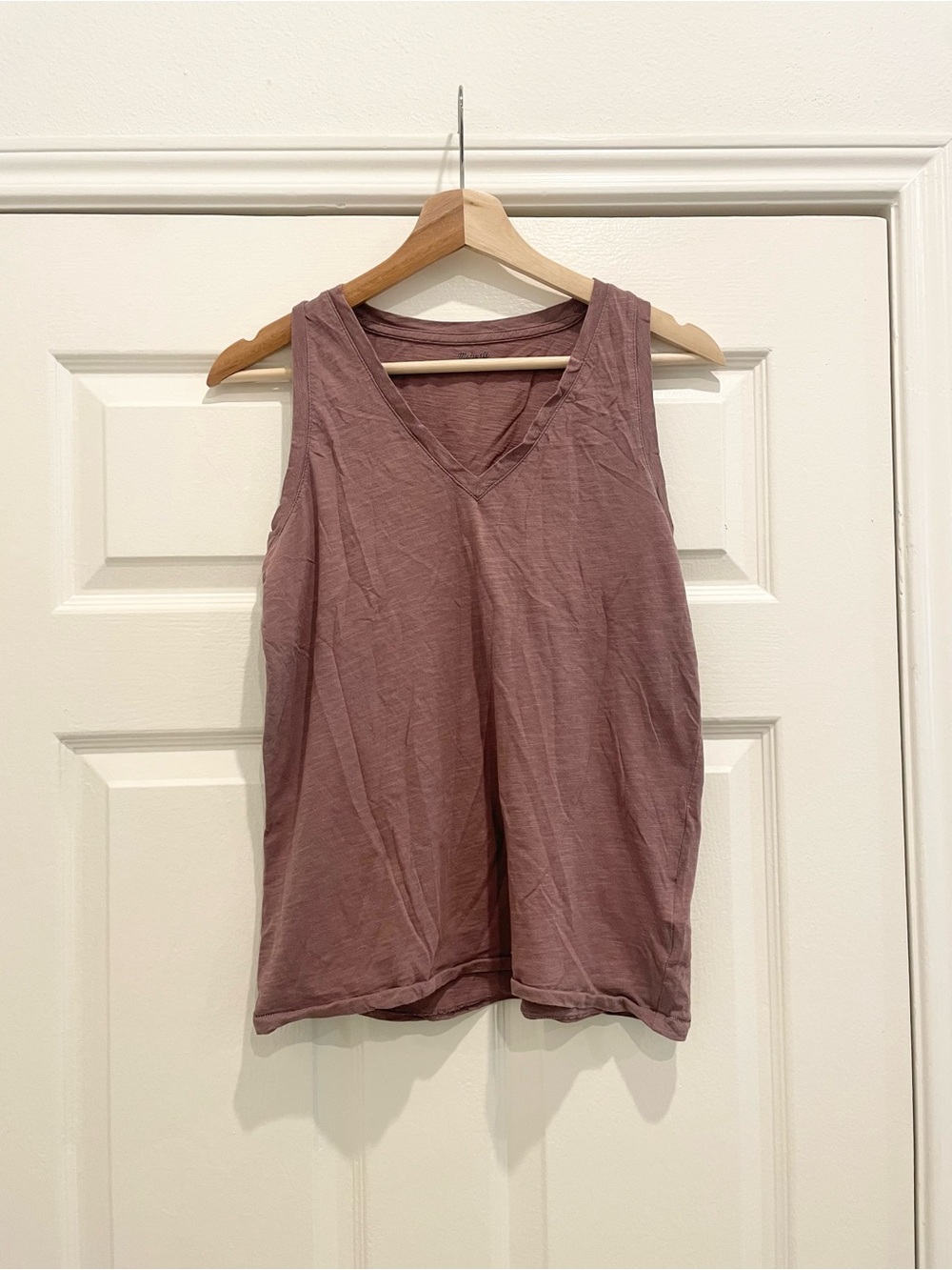Madewell Whisper Cotton V-Neck Tank, XS, Mauve